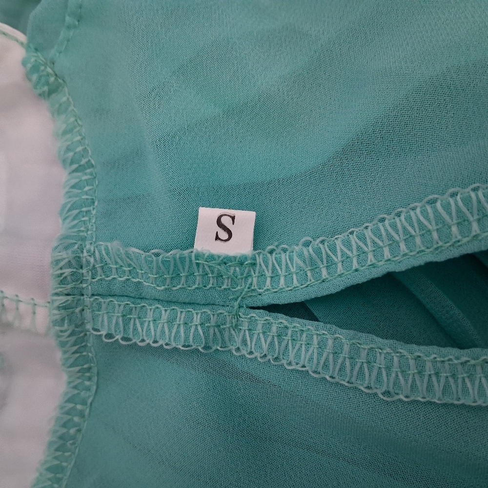 Elegant Aqua Halter Backless Prom Formal Bridal Summer Maxi Pastel Dress Small - Picture 13 of 13